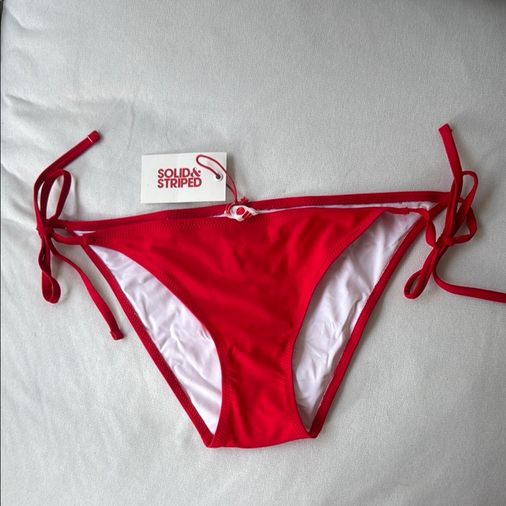 Solid & Striped Red and White String Bikini Bottom